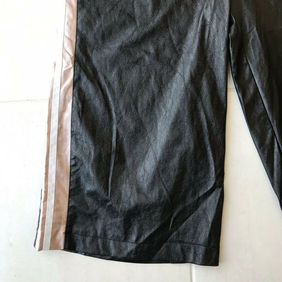 Bebe Vegan Leather High Waist Tuxedo Stripe Culottes Pants - Picture 7 of 12